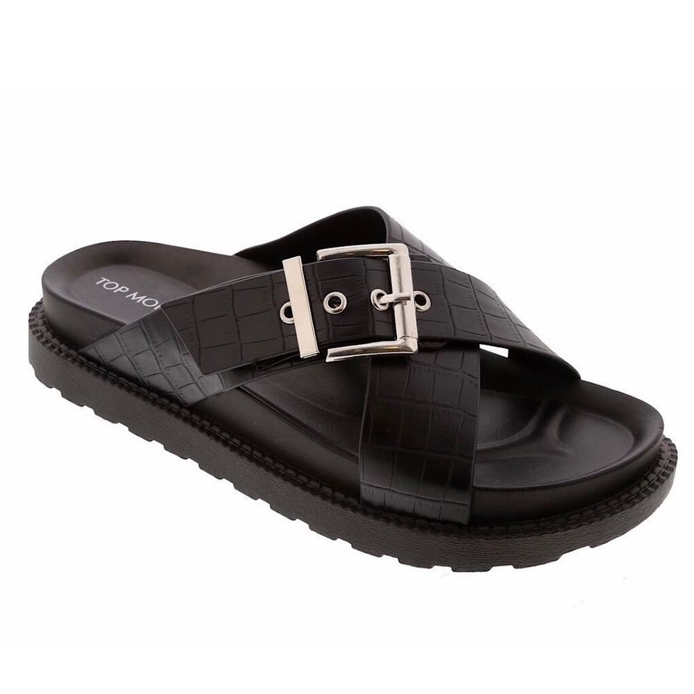 Brand New Women’s Buckle Sandal - Black